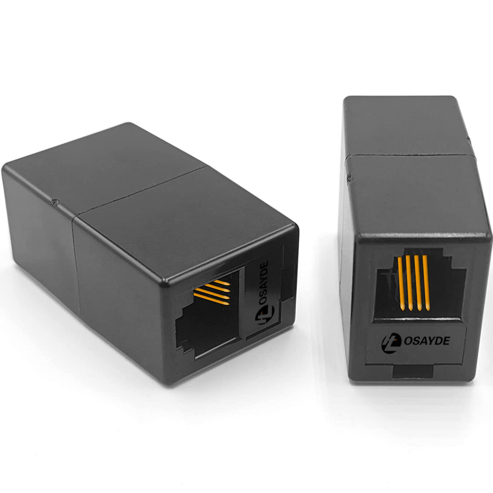 IT OSAYDE (5 Pack) RJ11 Coupler Telephone in-Line Coupler Extender RJ11 6P4C Female to Female for Landline Phone and Fax Black