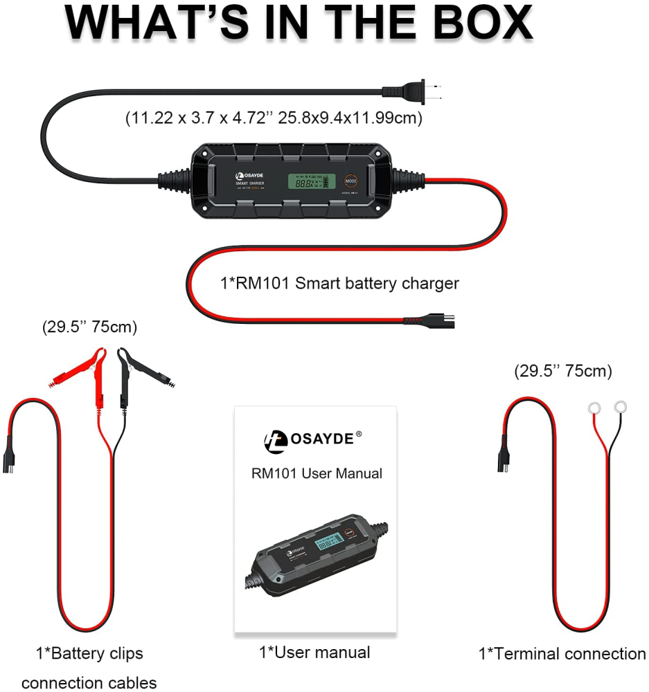 IT OSAYDE Smart Battery Charger, Trickle Chargers and Maintainer, Automotive Charging Accessories with Temperature Compensation, LiFePO4 Deep Cycle Batteries Charger - 6Amp, 6V/12V