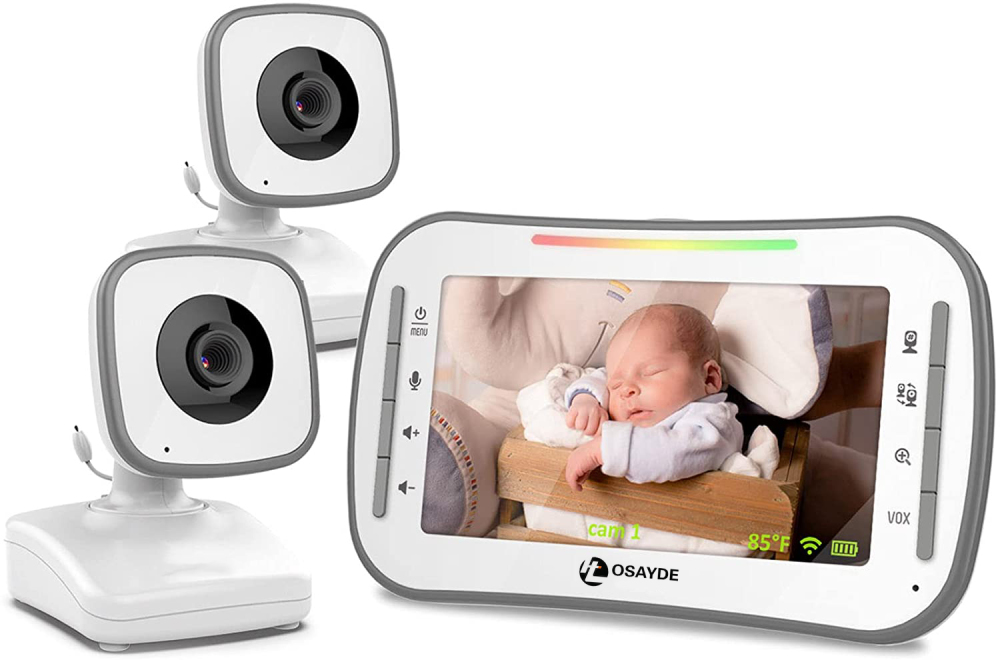 IT OSAYDE Video Baby Monitor, 4.3" High Resolution Display, 2 Cams for 2 Rooms, 18-Hour Battery Life, 1000ft Range, 2-Way Communication, Secure Privacy Wireless Technology