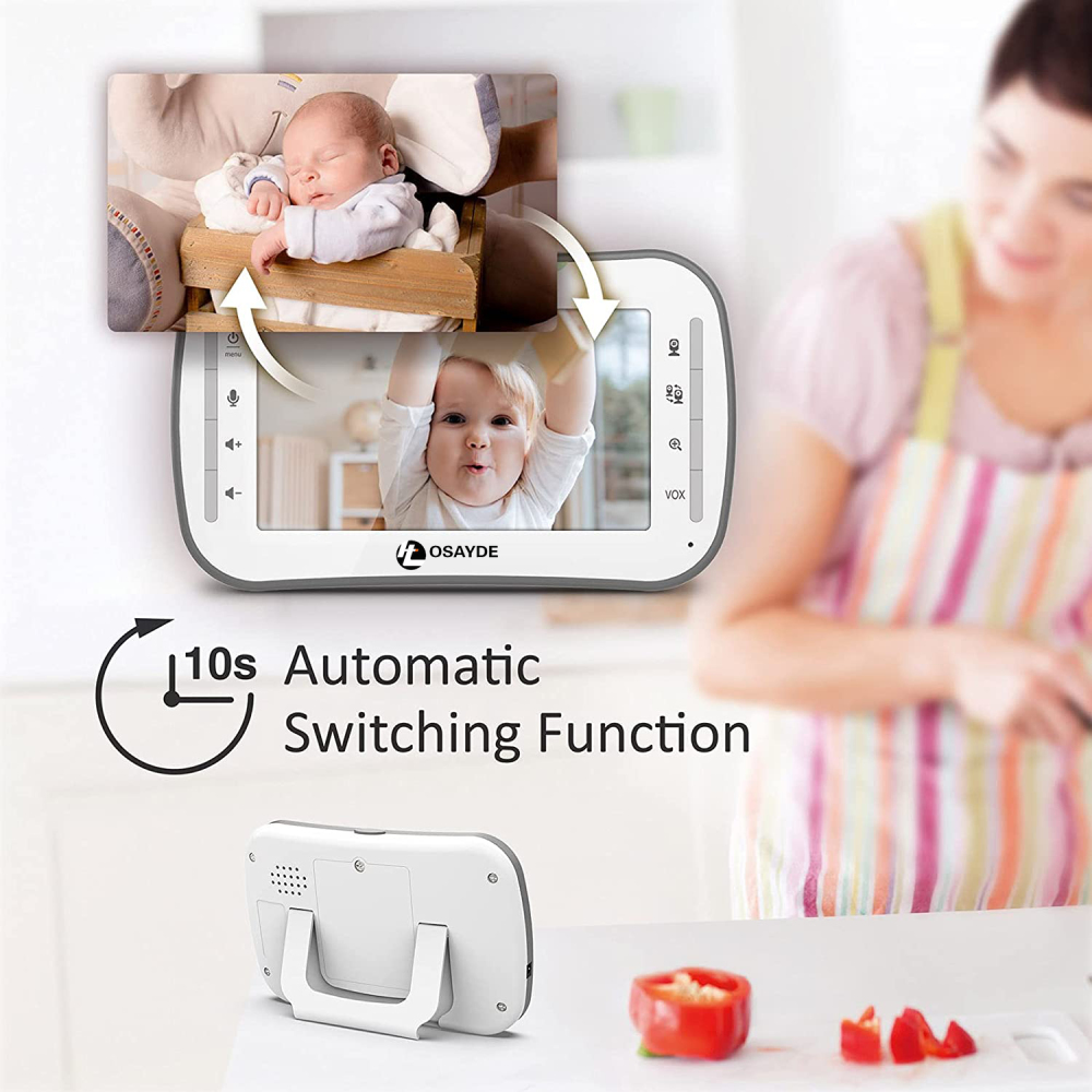 IT OSAYDE Video Baby Monitor, 4.3" High Resolution Display, 2 Cams for 2 Rooms, 18-Hour Battery Life, 1000ft Range, 2-Way Communication, Secure Privacy Wireless Technology