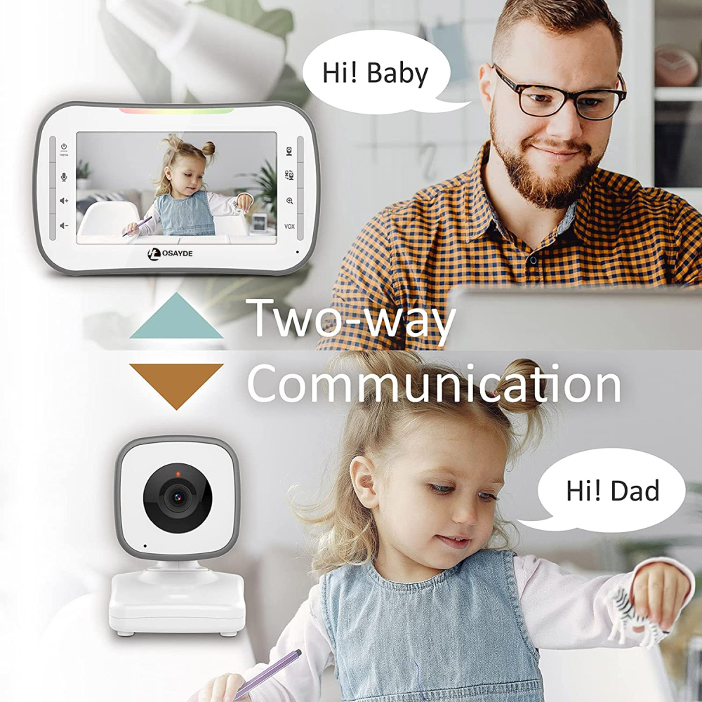 IT OSAYDE Video Baby Monitor, 4.3" High Resolution Display, 2 Cams for 2 Rooms, 18-Hour Battery Life, 1000ft Range, 2-Way Communication, Secure Privacy Wireless Technology