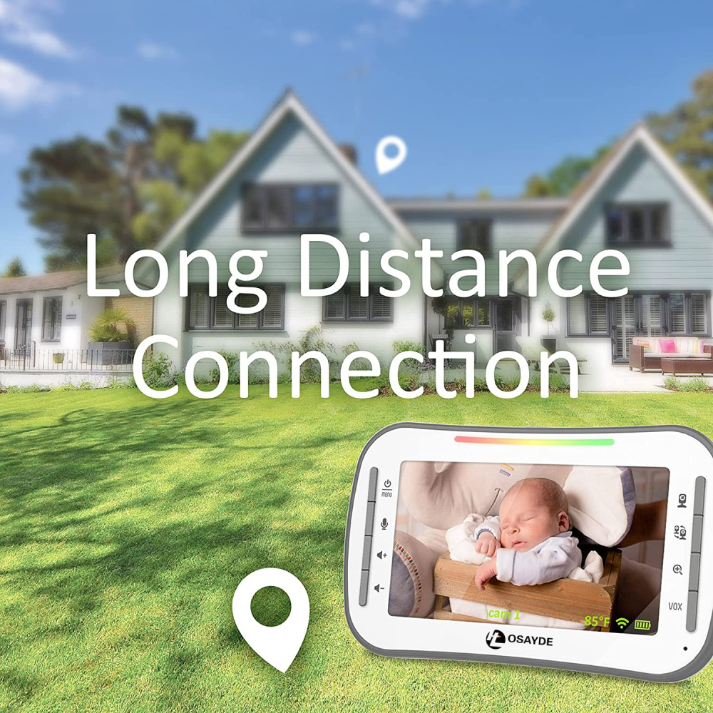 IT OSAYDE Video Baby Monitor, 4.3" High Resolution Display, 2 Cams for 2 Rooms, 18-Hour Battery Life, 1000ft Range, 2-Way Communication, Secure Privacy Wireless Technology