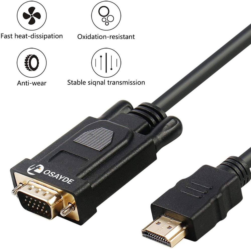 IT OSAYDE HDMI to VGA, Gold-Plated HDMI to VGA 6 Feet Cable
