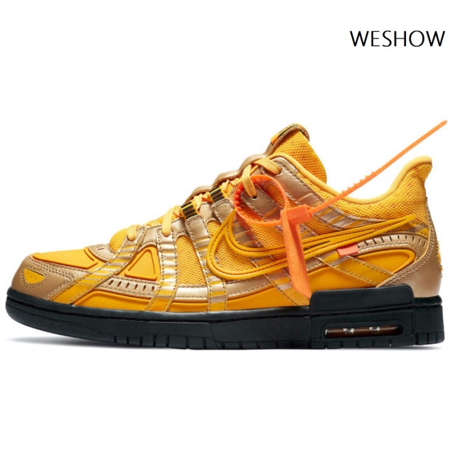 Off- White x Nike Air Rubber Dunk &quot;University Gold&quot;