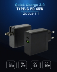 2 Port 63W Fast Wall Charger ZX-2U21T