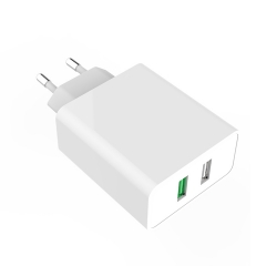 Phone charger 2 ports USB 30W QC3.0+2.4A EU plug white color