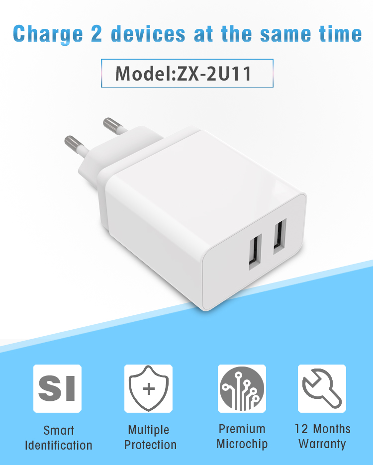 2- Port USB Wall Charger Plug 3.1A Power Adapter