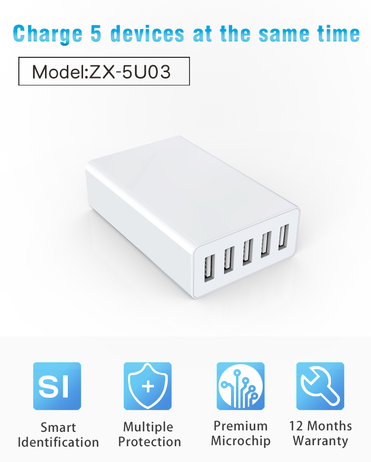 5 ports 40W usb charger