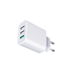 Mobile charger 3 ports 30w with QC3.0 quick charge EU plug white color