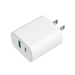 For iPhone12 Charger pd usbc 20w with usba qc3.0 18w dual ports with eu plug us plug kr plug uk plug,white and black color optional