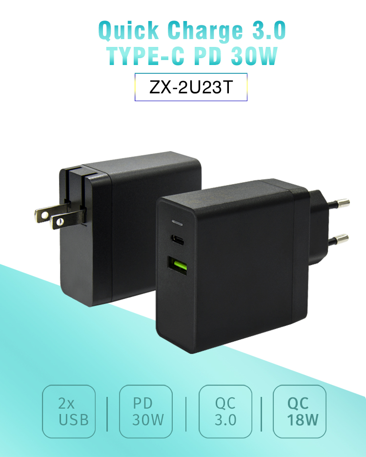 30W PD3.0 and 18W QC3.0 Mini Fast Wall Charger