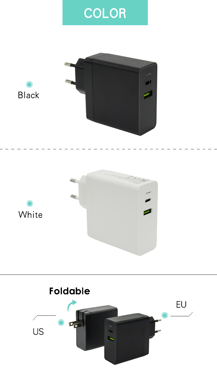 45w fast charger eu us kr black white