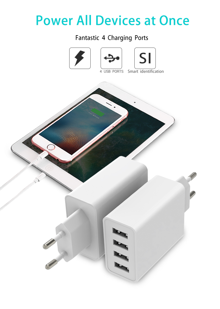 Fast Phone Charger for 4 ports 5v 5a 25w