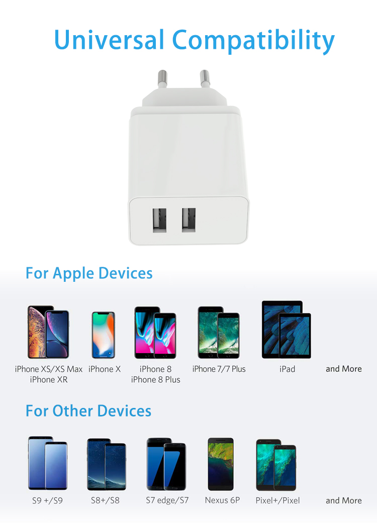 Wall Charger 15.5w two ports for ipad smart phones