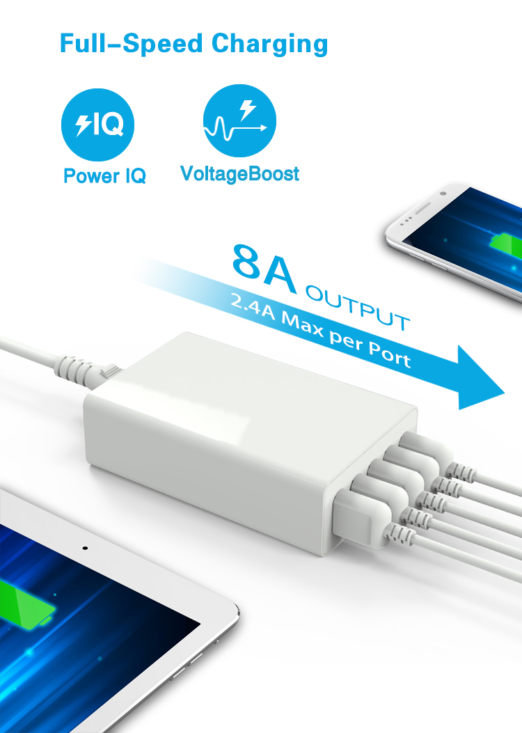 desktop charger multi-function 40w 5v 8a