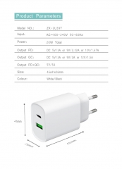 20W PD PPS Dual Ports Charger UK US EU KR