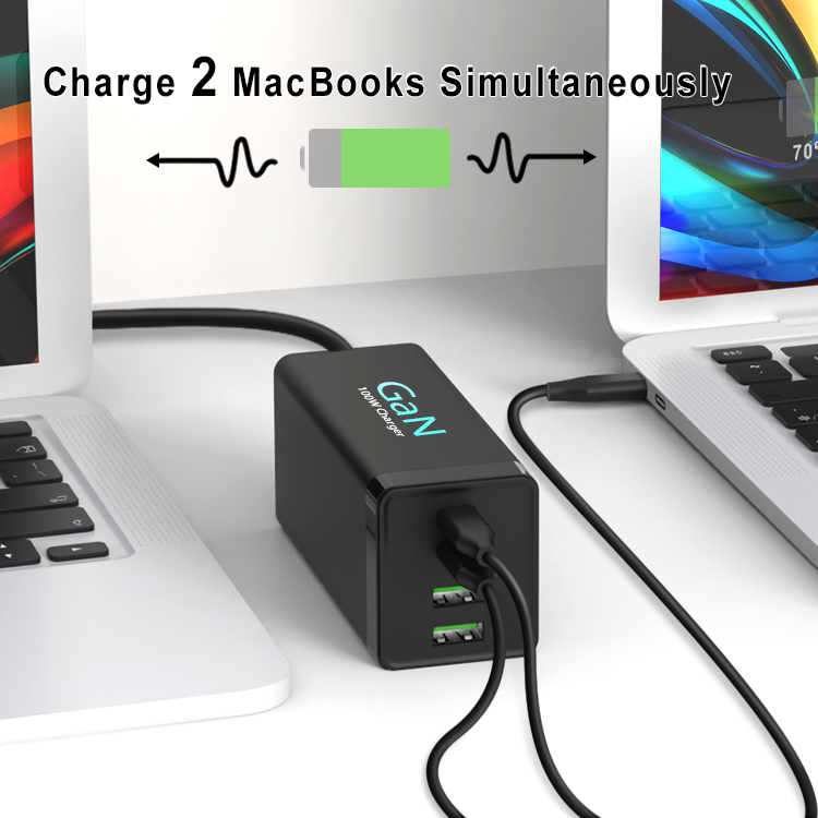 100W GaN Charger Fast Wall Charger USB C Charger 4 ports