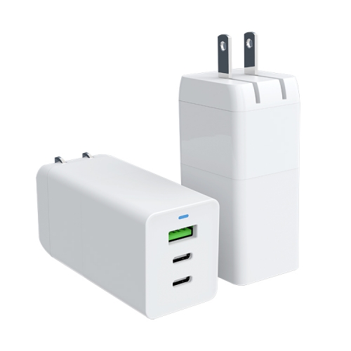 Zonsan multi charger 3 ports 2C1A USB C 65W PD PPS GaN Charger US Foldable Travel USB C Charger white