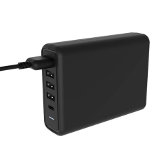ZONSAN KC CB 75W 5-Port USB Desktop Charging Station with Type-C 60W Power Delivery PD Charger Black
