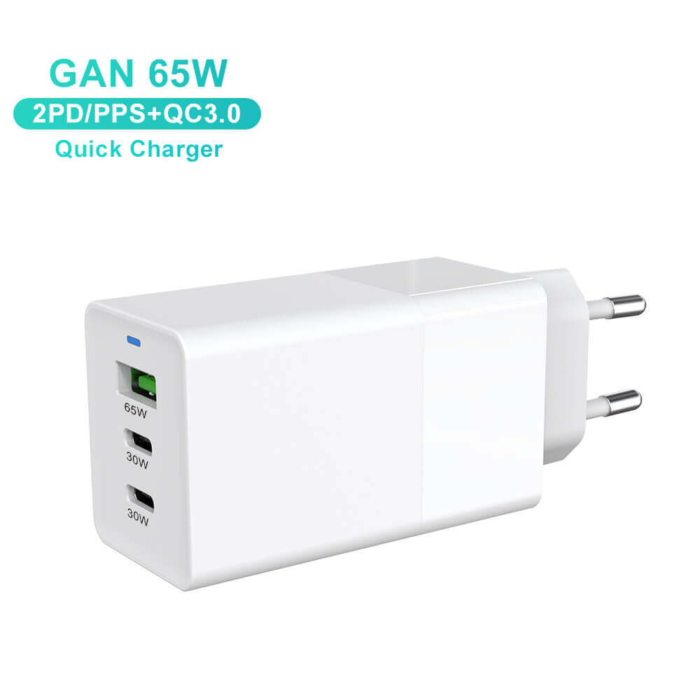 Zonsan multi charger 3 ports 2C1A USB C 65W PD PPS GaN Charger US 