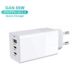 Zonsan Multi Charger 3 Ports 2C1A USB C 65W PD PPS GaN Charger US Foldable Travel USB C Charger White