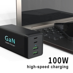 ZONSAN 100W Charger GAN 4-port C Type Desktop Fast Charger US Plug Black