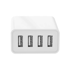 ZONSAN For iPhone Charger Glossing Finish PC V0 Level Fireproof Hosing Four Ports Usba 25W Max Dc 5V 5A With EU US KR UK, White And Black Color Optional