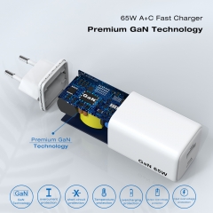 ZONSAN Dual Port USB Fast Wall PD3.0 65W + QC3.0 18W GaN Charger for iPhone Samsung Apple Laptop