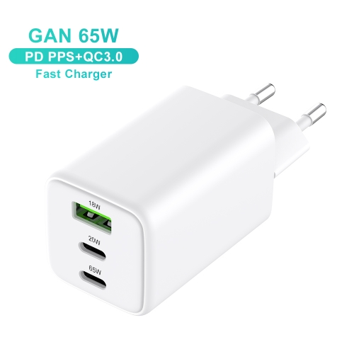 ZONSAN PD3.0 65W + PD3.0 20W + QC3.0 18W GaN Charger for iPhone Samsung Apple Laptop