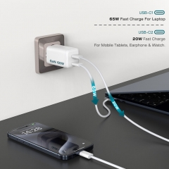 ZONSAN 65W 2-Port GaN Charger for Phone Tablet Laptop