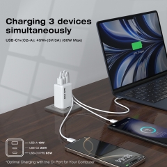 Smartphones 65W Gan Charger Type c 3 Ports PD Charger 65W | ZX-3U32T