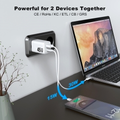 45w usb c Charger AVS PD3.0 PPS QC Mobile Phone Universal Fast Charhing Portable 45w PD Wall Charger Type c | ZX-2U98T