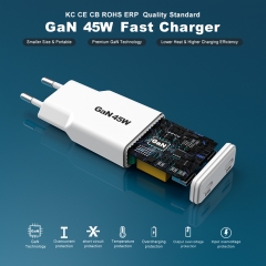 KC 45W Gan Charger Type C 2 Ports Fast Charging Smartphone 45w Wall Charger PD | ZX-2U120T