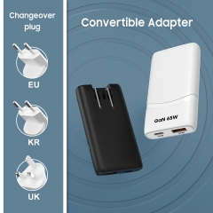 GRS 65W USB Charger Convertibel US EU UK KR Plug 60W Fast Charger Power Adapter 27W 65W Type C GaN Wall Charger