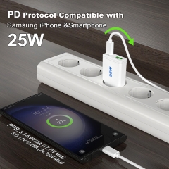 PD Fast Charging 25w Charger Type c Cell Phone Universal Adapter 25w Wall Charger for iPhone Samsung | ZX-2U102T