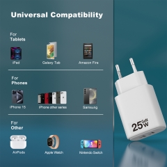 Mobile Phone Dual USB C 25W Wall Fast Charging 25W PD Charger For Iphone 11 12 13 14 15 16Plus Pro Max