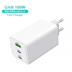 100W GaN Fast Charger with 2 USB-C + 1 USB-A Laptop Mobile Phone Charger | ZX-3U37T