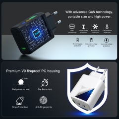 67W GaN Fast Charger Type c 3Ports 2C1A Universal Mobile Phone Wall PPS PD Charger 65w | ZX-3U41T