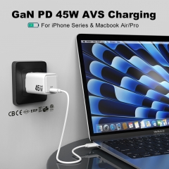 Mini 45W AVS GaN USB-C Fast Charger PPS PD Wall Charger | ZX-1U88T