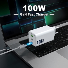 100W GaN Fast Charger with 2 USB-C + 1 USB-A Laptop Mobile Phone Charger | ZX-3U37T
