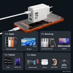 67W GaN Fast Charger Type c 3Ports 2C1A Universal Mobile Phone Wall PPS PD Charger 65w | ZX-3U41T