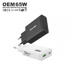 Ultra Slim 65W GaN Charger with USB-C + USB-A Portable Mobile Fast Charger | ZX-2U121T