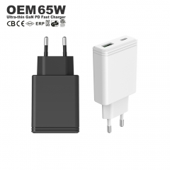 Ultra Slim 65W GaN Charger with USB-C + USB-A Portable Mobile Fast Charger | ZX-2U121T