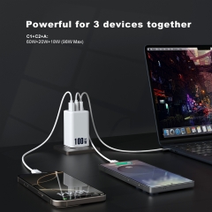 100W GaN Fast Charger with 2 USB-C + 1 USB-A Laptop Mobile Phone Charger | ZX-3U37T