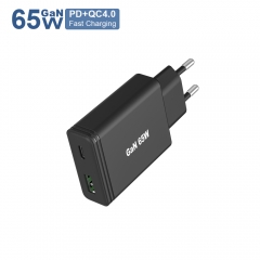 Ultra Slim 65W GaN Charger with USB-C + USB-A Portable Mobile Fast Charger | ZX-2U121T