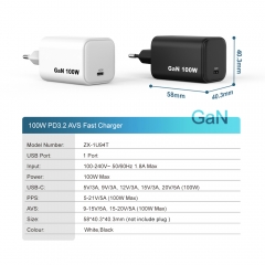 Smaller 100W AVS GaN Charger Type c PPS PD3.2 Super Fast Charging for iPhone Samsung MacBook Laptop | ZX-1U94T