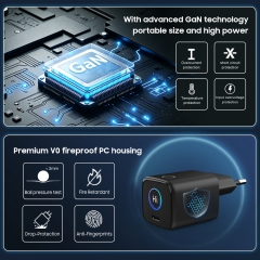 45W AVS GaN Charger with Smart Display TFT for iPhone Mobile Phone | ZX-1U93T