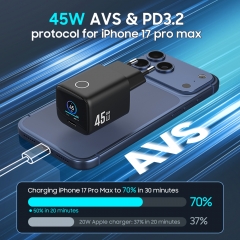 45W AVS GaN Charger with Smart Display TFT for iPhone Mobile Phone | ZX-1U93T