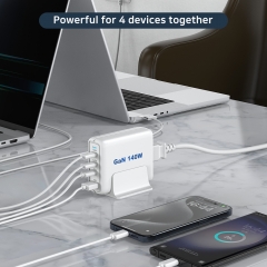 Desktop 140W GaN Charger USB-C KC CE CB ROHS PD3.1 Charging for iPhone Samsung Laptop Tablet
