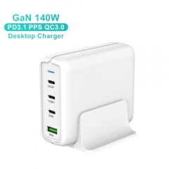 Desktop 140W GaN Charger USB-C KC CE CB ROHS PD3.1 Charging for iPhone Samsung Laptop Tablet